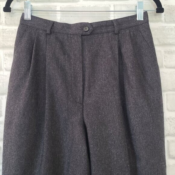 Vintage Ralph Lauren Pants Gray Worsted Wool High Waisted Pleated Cuffed 8P USA - Picture 3 of 10
